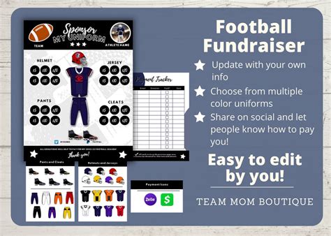 Football Fundraiser Sponsor My Uniform Football Team Ideas Etsy