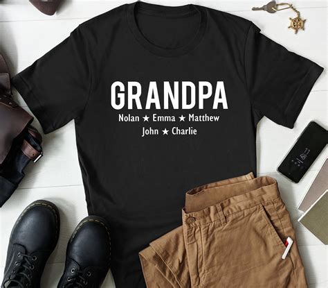 Personalized Grandpa Shirt With Grandkids Names T For Etsy