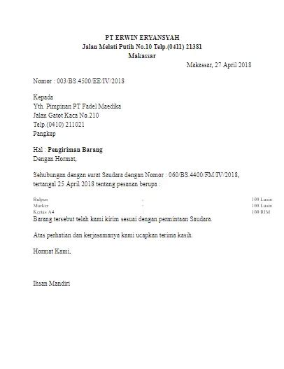 Contoh Surat Pengantar Pengiriman Barang Cargo Containers Imagesee Riset