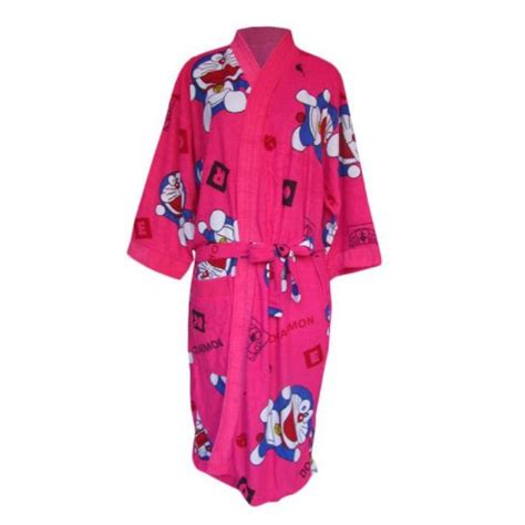 Jual Promo Terbaik Handuk Kimono Dewasa Warna Pink Gambar Doraemon