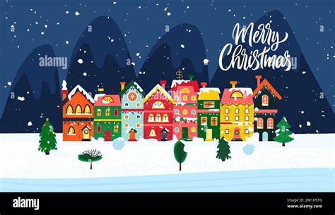 Winter Houses Night Banner Stock Vector Image And Art Alamy