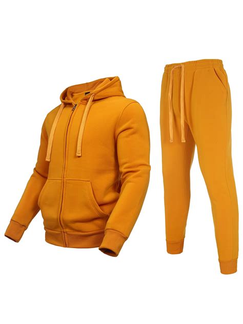 Mens Tracksuit 2 Piece Hooded Jogging Suits Set Casual Athletic Sports Velour Full Zip