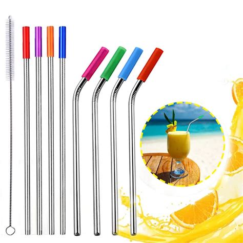 Pcs With Pc Brush Eco Friendly Reusable Straw Stainless Steel