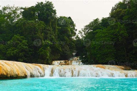 Agua Azul Waterfall Cascade In Chiapas Mexico Stock Photo At