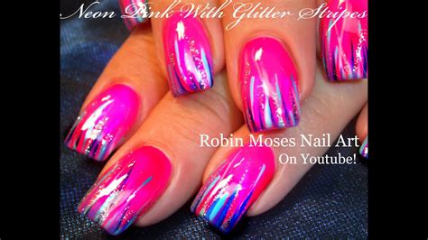 Neon Pink Hot Pink Nails With Glitter - Ymnailist portfolio contains high quality pictures of ...