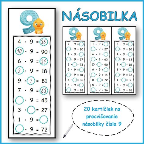 NÁsobilka čísla 9 Matematika Učiteliaučiteľomsk