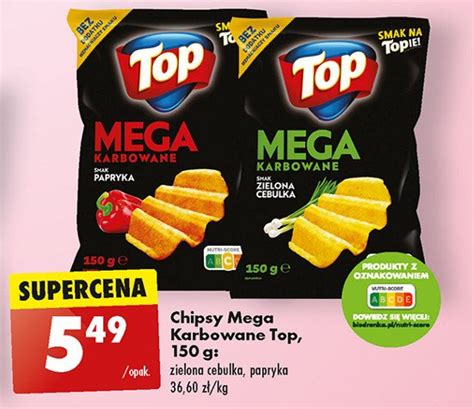 Chipsy Mega Karbowane Zielona Cebulka Top Chips Top Biedronka Cena