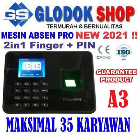 Jual MESIN ABSENSI MESIN ABSEN SIDIK JARI FINGER PRINT A3