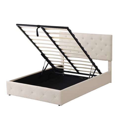 Upholstered Full Size Platform Bed with Hydraulic Storage System ...