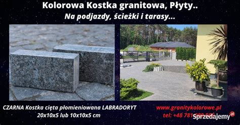 Czarna Kostka Granitowa cięta płomieniowana LABRADORYT PROMOCJA