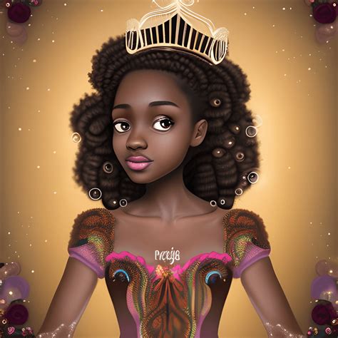 Beautiful 4k Dark Brown Skinned Girl In Disney Princess Style With Realistic Eyes And Facial