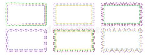 Set Of Colorful Rectangle Frames With Wiggly Edges Rectangular Shapes