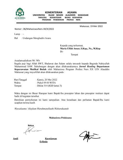 Undangan Jurnal Reading Lamp Hal Undangan Menghadiri Acara