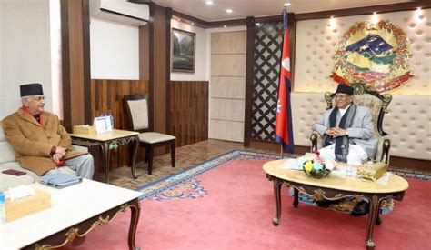 Pm Dahal Uml Chair Oli Hold Meeting In Singha Durbar Nepal Press