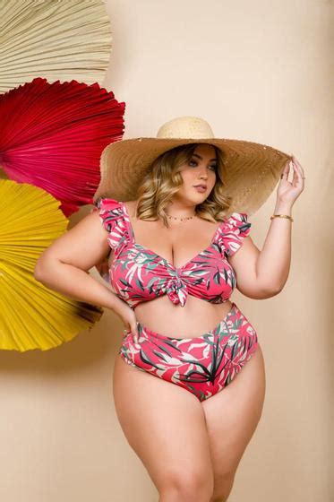 Biquini Plus Size Babadinho Cintura Alta Bojo Lucy Pinheiro