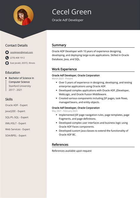 Oracle Adf Developer Resume Job Description Sample Guide