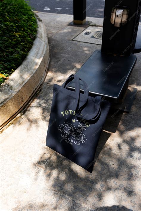 Premium Psd Textile Tote Bag Mock Up Outdoors In The City