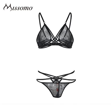 Missomo 2017 New Fashion Women Cross Straps Panties Deep V Neck Push Up