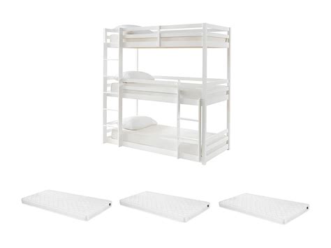 Lits Superpos S Triple X X Cm Bois De Pin Blanc Avec Matelas