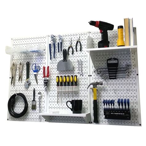 Wall Control 32 in. x 48 in. Metal Pegboard Standard Tool Storage Kit with White Pegboard and ...