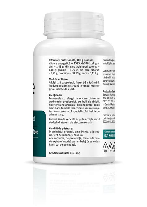 Creatine 1000 Mg 60 Cps Zenyth Pharmaceuticals Naturisti Ro