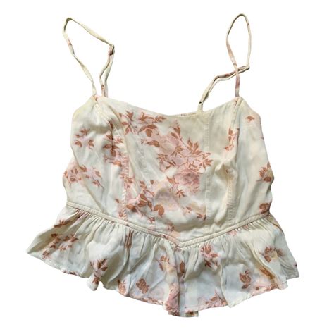 Free People Women S Pastel Pink Floral Spaghetti Straps Crop Top Size