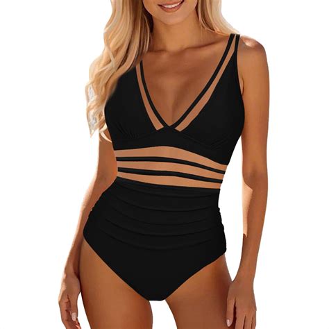 WENWU Women Mesh 1 Piece Swimwear Push Up Padded Bikini Swimsuit Training Athletic Swimwear