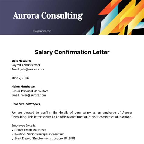 Free Salary Confirmation Letter Template Edit Online And Download