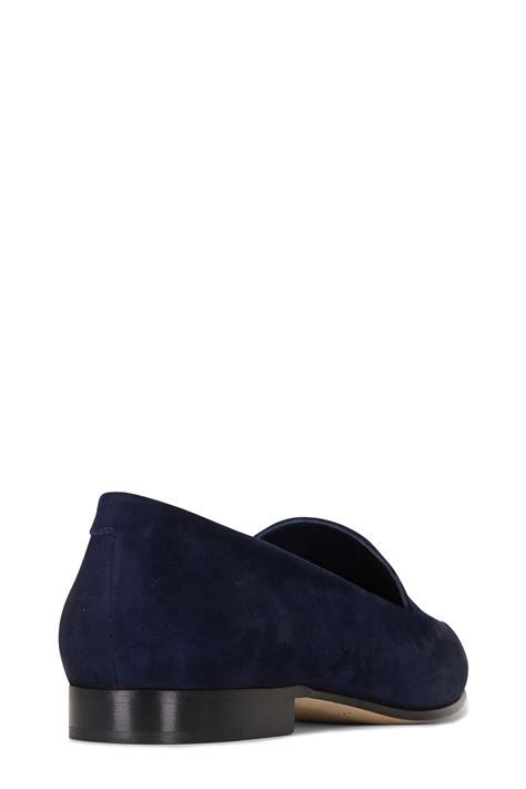 Manolo Blahnik Pitaka Navy Suede Flat Loafer Mitchell Stores