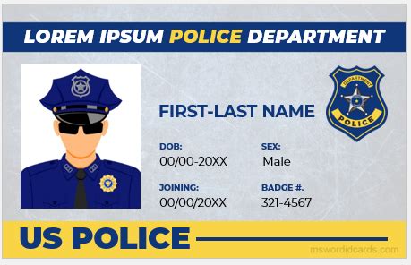 Police ID Card Templates for MS Word | Download Edit & Print