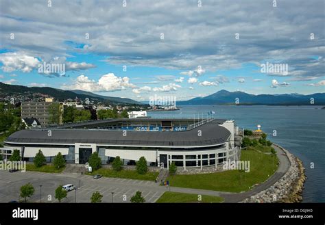 Aker Stadium of the Norwegian soccer team Molde FK on Moldfjord, Molde ...