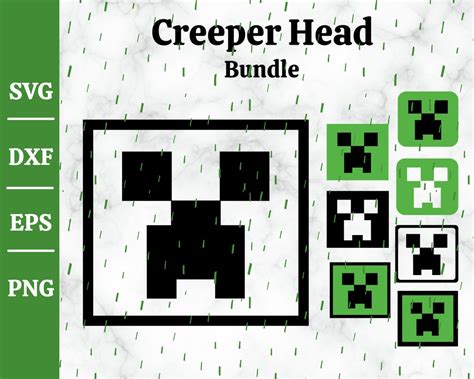 Mncrft Svg /creeper Head/ Game Head Svg/ Laser Cut Template/ Instant ...