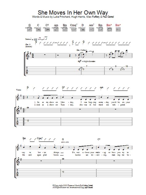 She Moves In Her Own Way By The Kooks Sheet Music For Guitar Tab At