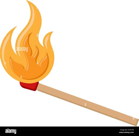 Lit Matchstick Burning Matchstick Vector Art Illustration Stock Vector