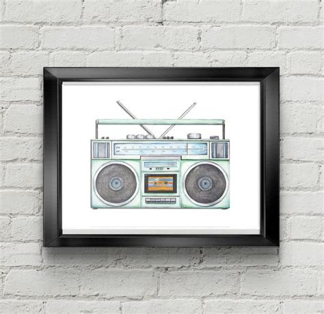 Boombox Boombox Art 70s 80s 90s Inspired Art Watercolor Music