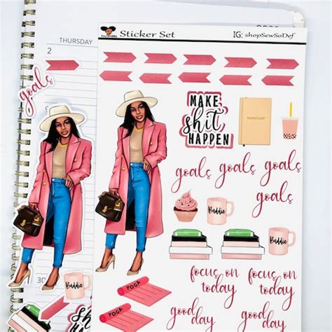 Black Girl Planner Stickers Black Women African American Etsy