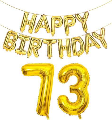 Amazon.com: SHUNTAI 73 Number Balloons Gold Jumbo Foil Mylar 37 Balloon Numbers with Gold ...