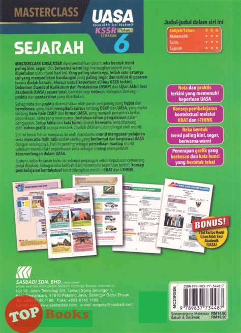 Topbooks Sasbadi Masterclass Uasa Sejarah Tahun 6 Kssr Semakan 2023