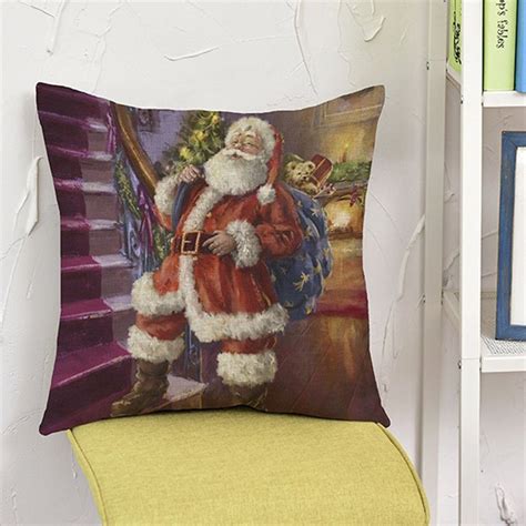 Pillow Cover Haoricu Retro Vintage Santa Claus Printing Christmas Sofa