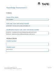 Care For Babies Ae Kn Assessment Docx Knowledge Assessment