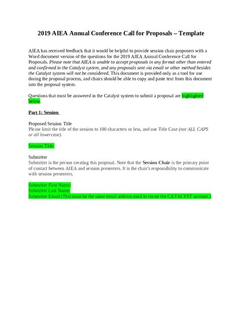 Aiea Annual Conference Call For Proposals Template Doc Template