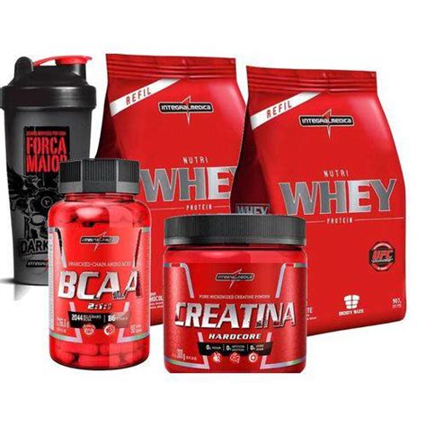 🏷️【tudo Sobre】→ Kit 2x Whey 900g Morango Bcaa Creatina Coqueteleira