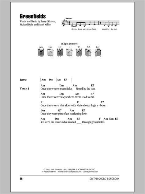 Greenfields by The Brothers Four - Guitar Chords/Lyrics - Guitar Instructor