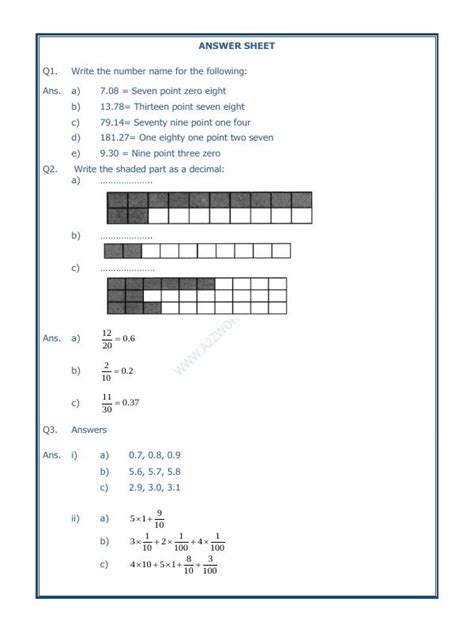 A2Zworksheets:Worksheet of Decimals-01-Decimals-Maths