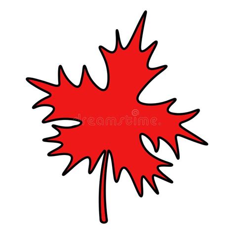 Maple Leaf Emblem Of Canada Red Part Of A Tree In Cartoon Style The