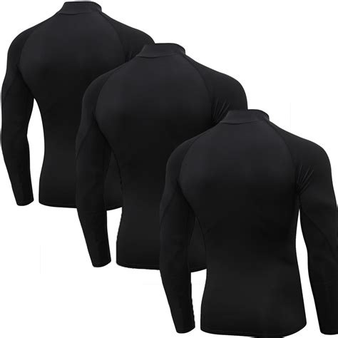 Lanbaosi 3 Pack Mens Mock Turtleneck Long Sleeve Compression Shirts