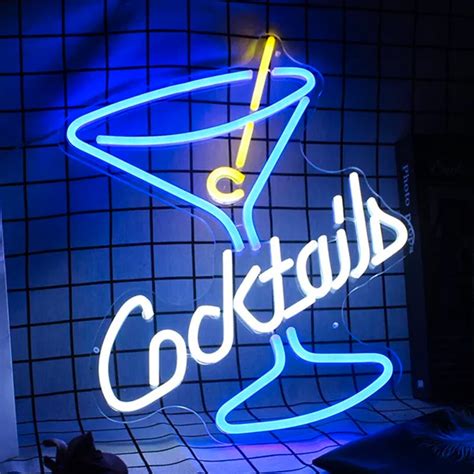 Cocktails Neon Sign Custom Bar Neon Sign Bar Neon Sign Etsy