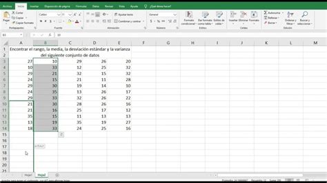 Cómo calcular rango varianza y desviación estándar en Excel Recursos