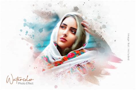 Акварельная кисть фотоэффект | Премиум PSD Файл