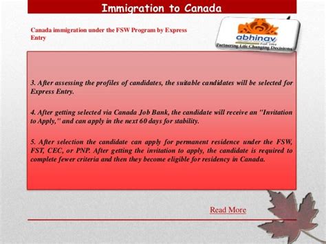 Canada Immigration Under The Fsw Program By Express Entry